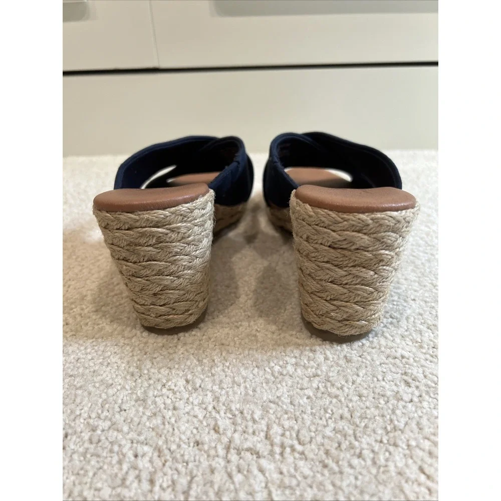 Tommy Bahama Stacey Navy Wedge Sandals Slides Espadrilles Womens Size 7.5 M